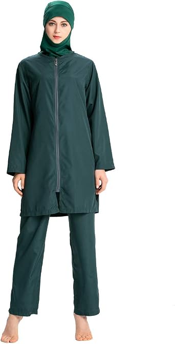 Muslim Swimwear Islamic Full Cover Modest Swimsuit Beachwear Burkini Three-Piece Suit with Cap