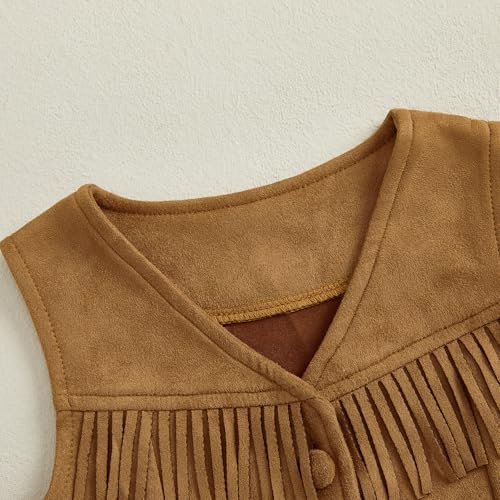 Little Girls Fringe Western Vest Tassel Cropped Country Jacket Toddler Girl Fall Outfits Hippie Vintage Clothes4