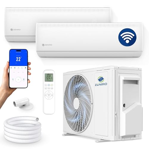ZENIRO Klimaanlage Multisplit 2 Innengeräte Set (2 x 3,5kW) Klimagerät Air Conditioner mit Heizfunktion 21000 BTU 6,2kW A++ WiFi/App-Steuerung 4D AirFlow Heizen bis -20°C Vorgefüllt R32 ZENIRO Klimaanlage Multisplit 2 Innengeräte Set (2 x 3,5kW) Klimagerät Air Conditioner mit Heizfunktion 21000 BTU 6,2kW A++ WiFi/App-Steuerung 4D AirFlow Heizen bis -20°C Vorgefüllt R32