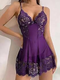 Conjunto de Camisola e Calcinha Estilo Tanga, de Renda, Babydoll, Patchwork de Tela Recortada, Lingerie Sexy para Mulheres