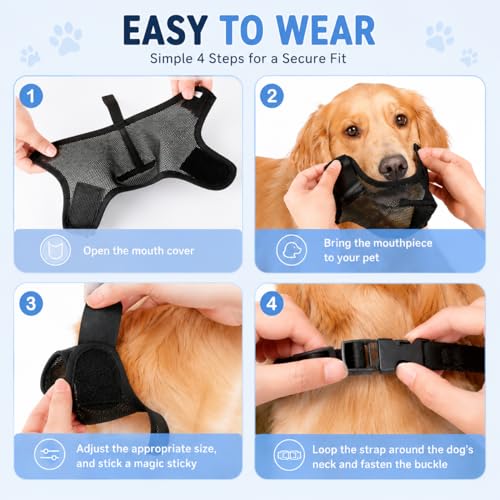 Image of Dog Muzzle, Soft Air Mesh Muzzles for Large Sized Dogs, Breathable Dog Mussels for Scavenging Biting Licking & Barking, Adjustable Mouth Guard with Front Opening, Allows Panting and Drinking (Black,L)