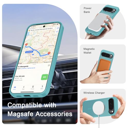 Image of for Google Pixel 10 /10 Pro Case, Matte Magnetic Phone Cover [with 1 Screen Protector] [Support for MagSafe] [Shockproof Military Grade Protection] Translucent Frosted Back, Light Blue