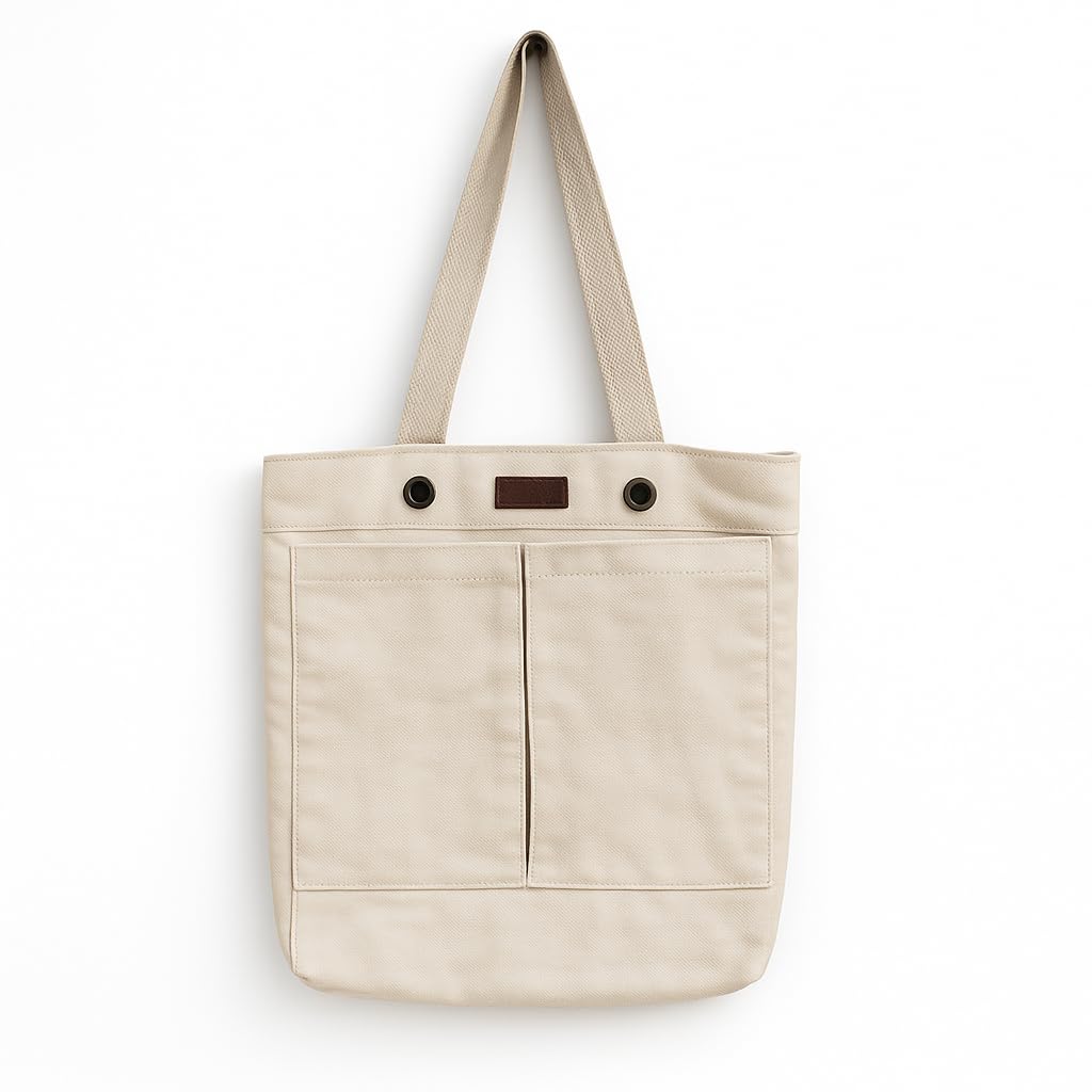 Canvas Tote Bag for Women Office Use | Women Tote Bag With Zipper and Pocket | Stylish Designer Cotton Tote Bags for College Girls Travel, Daily Use | Washable Handbag Shoulder Bags-image-1