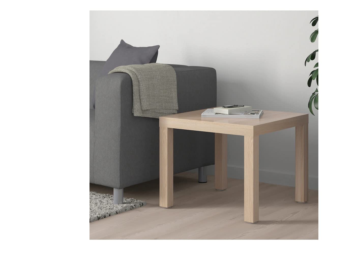 Ikea Lack - Tavolino, 55 x 55 cm, effetto rovere macchiato di bianco