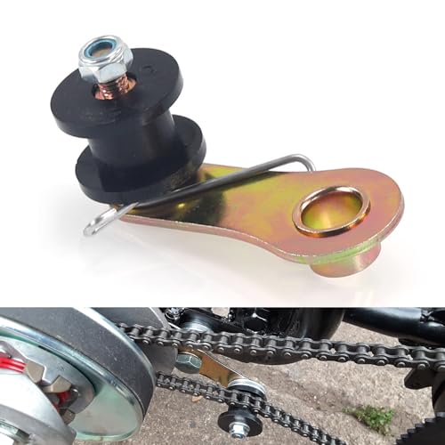 Chain Tensioner, Heavy Duty Chain Roller Tensioner with Spring, Iron Chain Adjuster Sprocket Guide, Universal for Most ATVs, Motorcycles, Mini Bikes (Black)