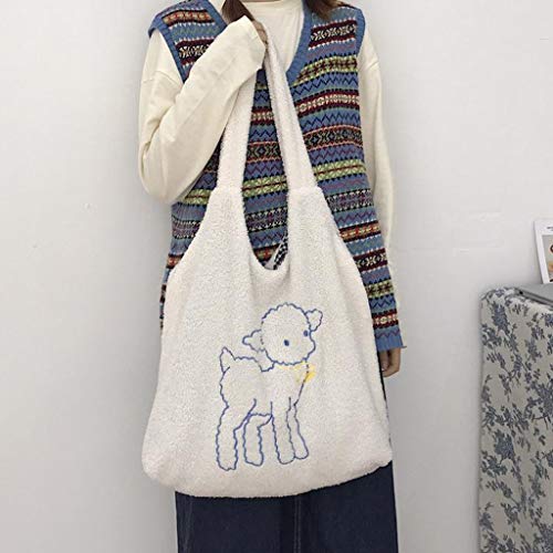 Generic Inverno Peludo Grande Sheep Padrão de Moda Bolsas Senhoras Ombro Mensageiro Sacos de Viagem