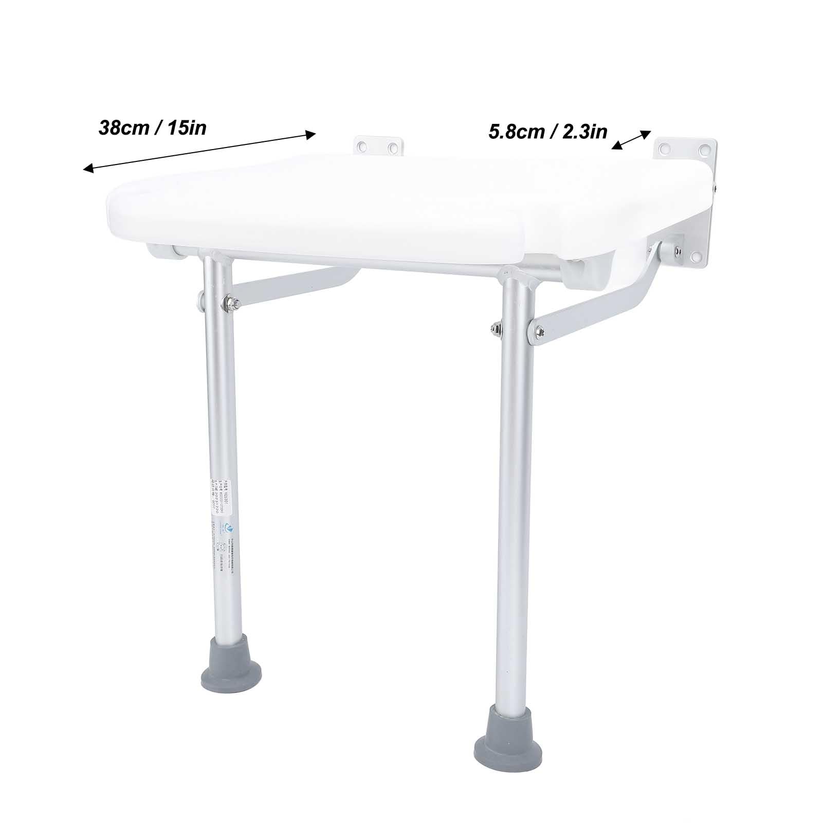 Fockety Asiento de Ducha Plegable, Antideslizante Aleación de Aluminio Montado en la Pared Banco de Asiento de Ducha Silla de Ducha Plegable Banco de Ducha Plegable para Adultos