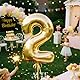 AULE Luftballon Zahl 2 Gold: XXL 101 cm Zahlen Folienballon Geburtstag Gold 2 Jahre 40 Zoll Helium Ballon Kinder Junge Mädchen Zahlenballon für Babyparty Jubiläum Deko