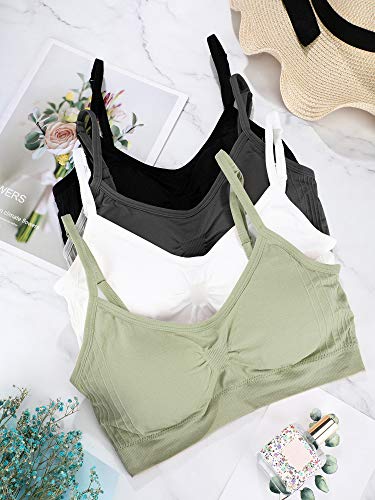 Image of SATINIOR 4 /12 Pieces Bralette Neck Cami Bra Wireless Tank Top Sports Bra for Women