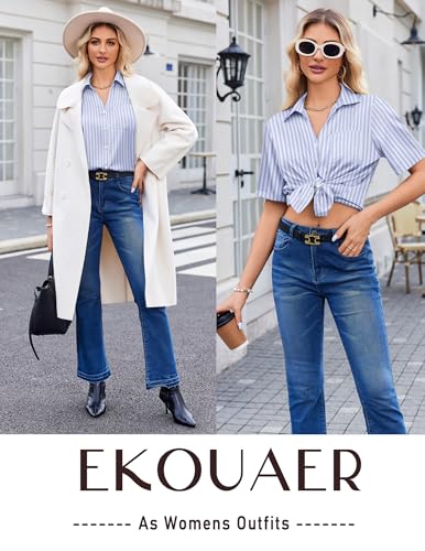 Ekouaer Silk Pajamas for Womens Set 2 Piece Satin Pjs Soft Button Down Sleepwear Wide Leg Long Pants with Pockets4