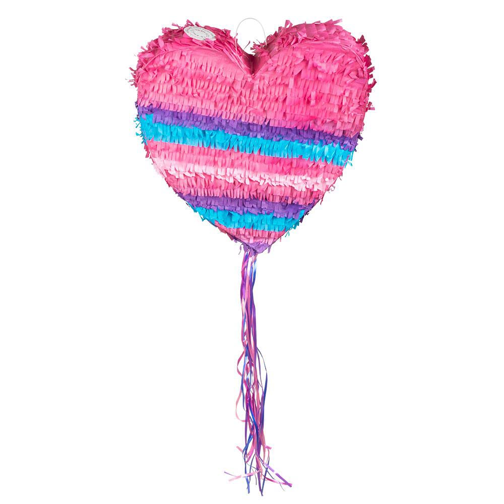 Boland 30938 - Pinata Herz, 37 x 25 cm, Zieh Pinata, Schlag Pinata, Herz ohne Befüllung, Deko, Geburtstag, Motto, Valentinstag, Liebe, Heiratsantrag, Party Spiel, Kinder, Spaß