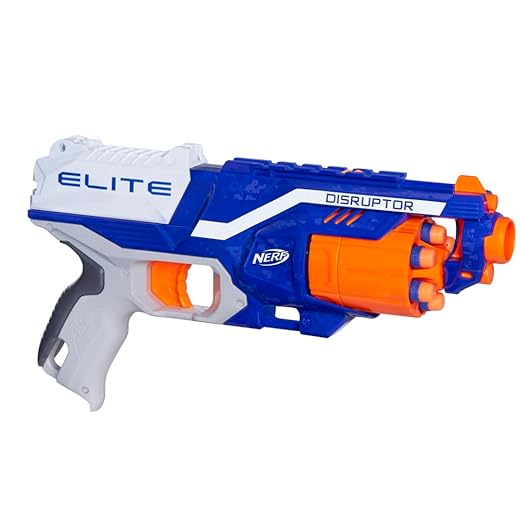 NERF Disruptor Elite Blaster - 6-Dart Rotating Drum, Slam Fire, Includes 6 Official Nerf Elite Darts - for Kids, Teens, Adults