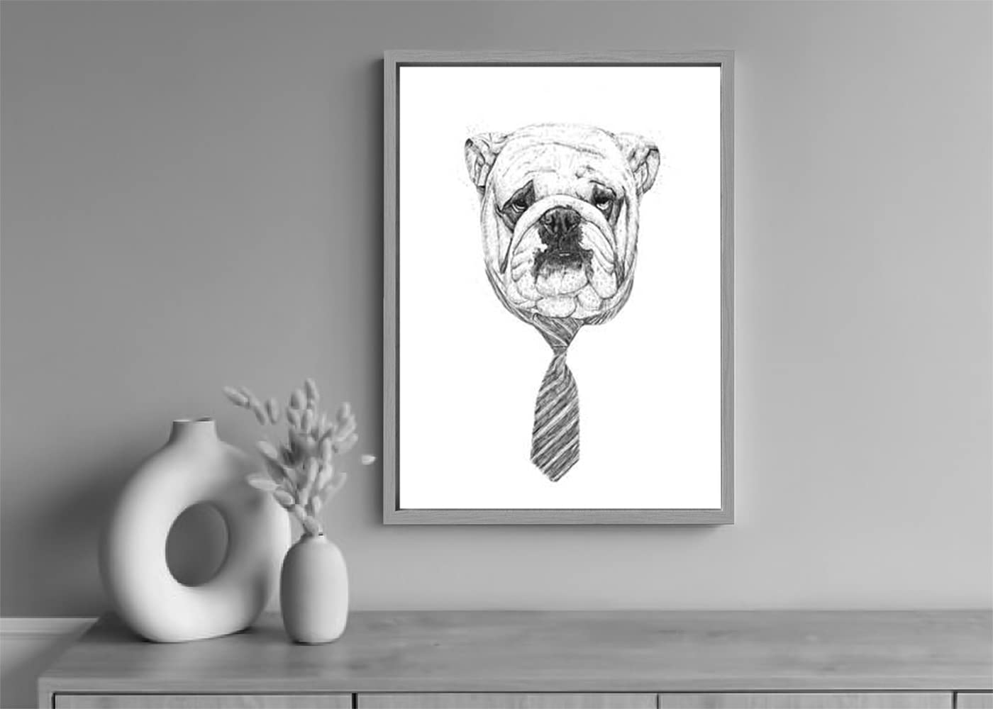 VERRE ART Printed Framed Canvas Painting for Home Decor Office Wall Studio Wall Living Room Decoration (10x14inch Wooden Floater) - Cooldog Print