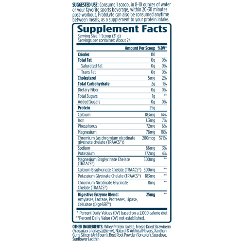 Image of VMI Sports | ProtoLyte Whey Isolate Protein Powder | Low Calorie Whey for Weight Loss and Muscle Gain | Digestive Enzymes | Non-GMO (1.6 lb, Strawberry)