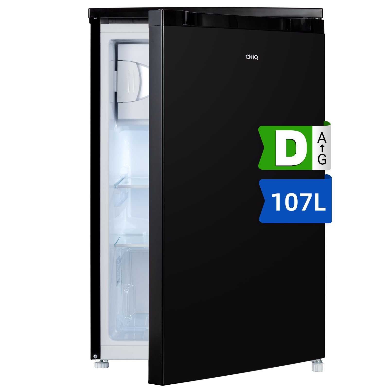 CHiQ Frigorifero Monoporta 107L, Classe Efficienza Energetica D, Nero, Raffreddamento Dual Zone ottimizzato, Bassa Rumorosità 39 dB,Porta Reversibile, Adatto per Casa, Ufficio e Altre Applicazioni