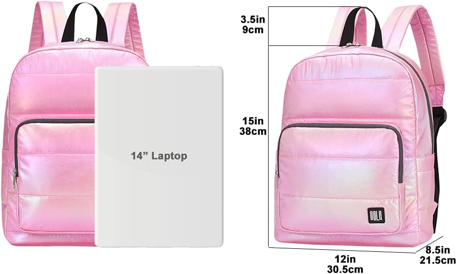 Backpack Purse for Women, Small Quilted Nylon Lightweight Backpack, Water Resistant Iridescent Puffy Casual Daypack | Nylon, Lightweight, Backpack, Water Resistant, Puffy, Casual - Image 3