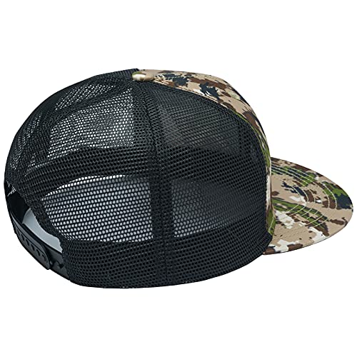 Image of BASSDASH Flat Brim Trucker Cap Adjustable Snapback Hat Mesh Back for Men Women