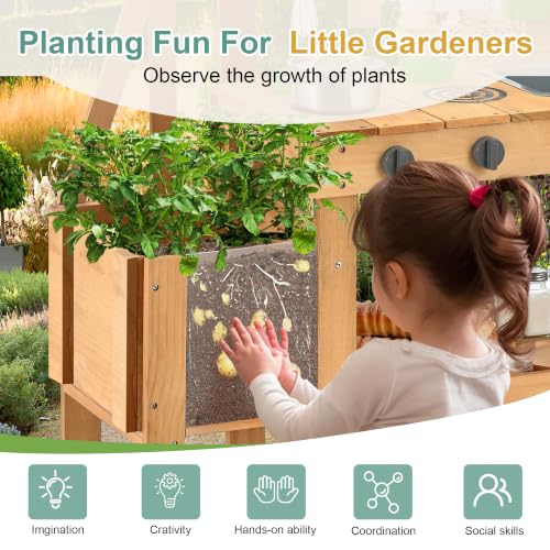Image of PETKABOO Wooden Mud Kitchen for Kids Outdoor, Water Play Kitchen Set