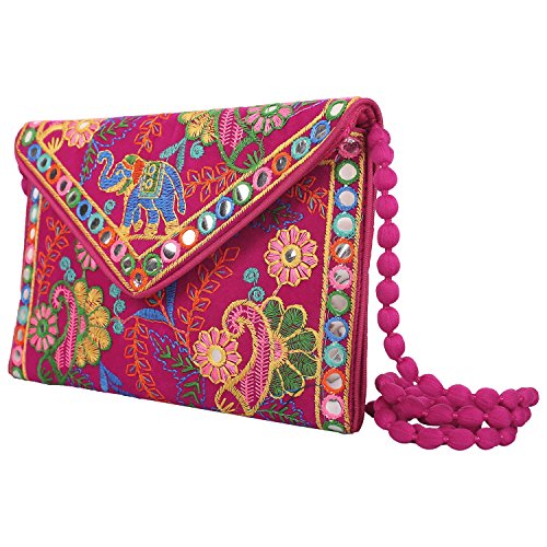 Craft Trade Clutch Bags for Women Jaipuri Rajasthani Handmade Embroidery Mirror Work Stylish Sling Bags for Women Cross Body Bags for Ladies and... - Image 2