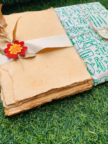Image of SURPRISE SOMEONE Vintage Handmade Paper Sheet | A4 Size Sheets with Deckle Edge (50 Sheets) | Vintage Brown