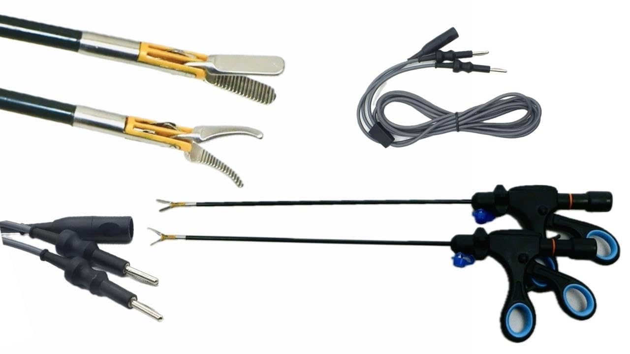 ADDLER LAPAROSCOPIC BIPOLAR MARYLAND AND RUBY DISSECTOR FORCEPS 5MMX330MM WITH BIPOLAR CABLE REUSABLE SET OF 3PCS