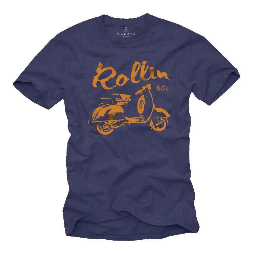 MAKAYA T-Shirt Vintage Moto Motociclisti Biker - Rollin 60`s