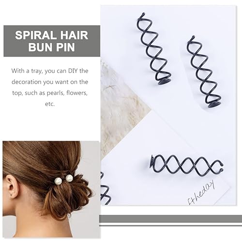 Miniatura 6 de Lurrose Horquilla para el cabello, 20 unidades, horquillas en espiral, bobby en espiral, puntas redondas antiarañazos, tornillo, herramienta para