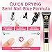 UNA GELLA No Lamp Need Solid Nail Glue for Press Ons: Nails Acrylic Nails Super Strong Semi Nail Glue Gel Fast Curing 10ml*2pcs Long Lasting Gel Glue Kit
