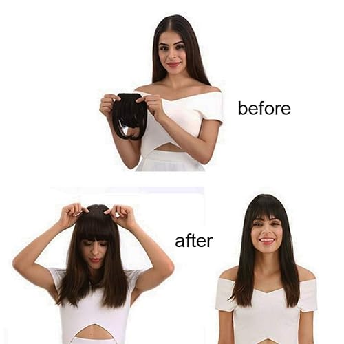 Miniatura 6 de Extensiones de cabello humano real Remy con clip para mujer, extensiones de cabello lacio de color 613, extensiones de flequillo de 6 a 8 pulgadas