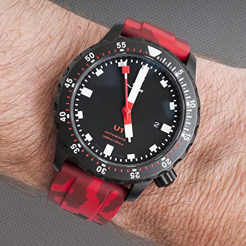 Image of StrapHabit Quick Release Rubber Watch Strap Band FKM 20mm 22mm 24mm (Red Camo, 22mm)