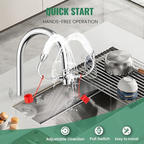 Image of Huanyu Faucet Mounted Eyewash Station 360 Rotation Emergency Eye Wash Station Sink Attachment Adjustable Direction Eye Wash Faucet Laundry Room Kitchen with Inspection Tag 3 Adapters (Style B2)