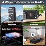 Emergency Radio&22000mAh Solar Power Bank, FM NOAA Weather Radio, Portable Hand Crank Bluetooth Radio, 20W Fast Charge Wireless Phone Charger, SOS Flashlight for Emergency/Home (Orange) - Image 5