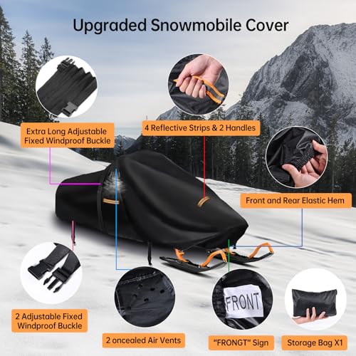 image for CONFUTURY Snowmobile Cover Waterproof Outdoor,Heavy Duty 420D Oxford F