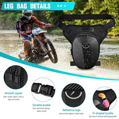 Miniatura 2 de Ktueov Bolsa Pierna Moto, Riñonera Pierna Impermeable Para Hombre Y Mujer Mochila Pernera Tactica Oxford Gran Capacidad Riñonera Lateral Hombre, Mochila Pierna Moto Para Ciclismo Escalada Pesca