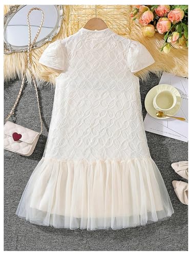 Verdusa Girl's Puff Sleeve A Line Short Dress Princess Sequin Tutu Dresses2