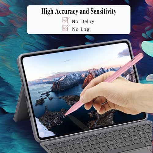 Stylus Pen for Android and iOS Touch Screen Pen,Tablet Pencil with 4 Pom Tip,Magnetic Phone Stylus Compatible with Samsung/Huawei/Lenovo/Mi/Vivo and Other Android Smartphone and Tablet Devices - Pink — view 6