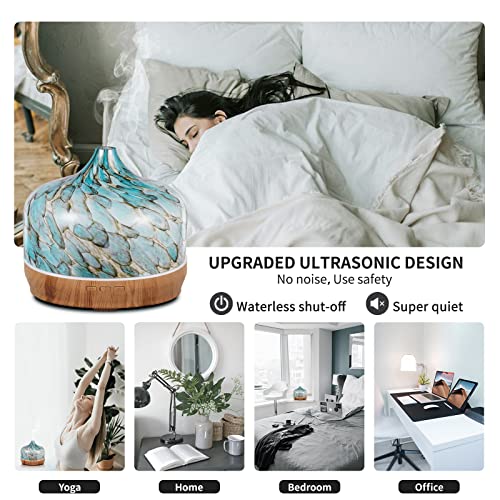 Porseme F5-500ML LIGHT BLUE GIANT 500Ml Glass Essential Oil Diffuser Aromatherapy Ultrasonic Cool Mist Humidifier 15-21 Running Hours Waterless Auto-Off Air Diffusers thumb #5