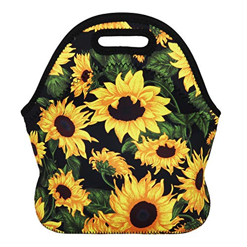 Violet Mist Neoprene Lunch Bag Insulated Reusable Sunflower Lunch Box Floral Lunch Bag Lunch Bags Tote Thermal Lunchbags Lightweight Food Handbags Container Travel Picnic Thanksgiving Christmas Gifts