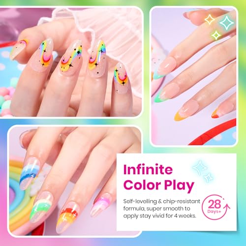 Image of Beetles Neon Gel Nail Polish Set 20 Colors, Bright Color Rainbow Gel Polish | with Base Coat Glossy Matte Top Coat, Glitter Soak Off UV LED Nail Gel for Women