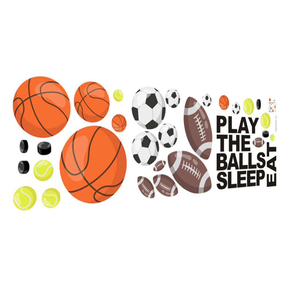 Adesivo Murale Sportivo a Palloni per Cameretta Ragazzo Ragazza Pvc | DIY Rimovibile, Motivo Cartoon Creativo e Adorabile, Decorazione per Parete