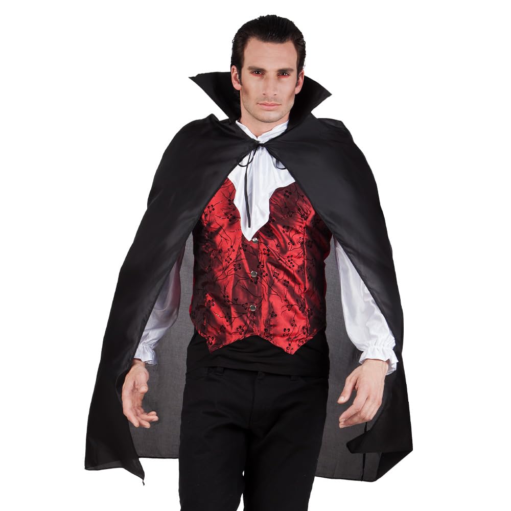 Boland 96922 - peleryna wampira z kołnierzem, czarna, długość 120 cm, narzuta, kostium, karnawał, impreza tematyczna, Halloween