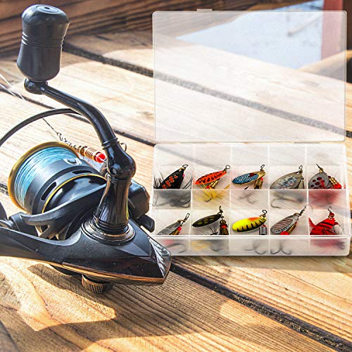 Magreel Vissen Lokken Spinners aas Spinnerbait Lepel Set met Tackle Bag Trout Bass Zalm Pike Walleye Perch 10 stks/16 stks - Image 7