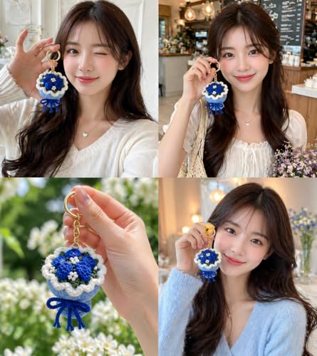 Image of Handmade Crochet Sunflower Keychain for Women & Girls, Cute Yellow Flower Key Ring Charm, Soft Yarn Knitted Gift, Bag Charm, Car Key Holder, Aesthetic Handmade Floral Accessory