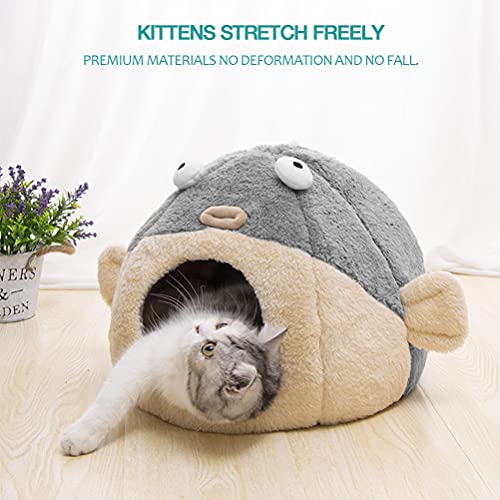 Cat Beds for Indoor Cats - Cat Bed Cave with Removable Washable Cushioned Pillow, Soft Plush Premium Cotton No… - Image 6