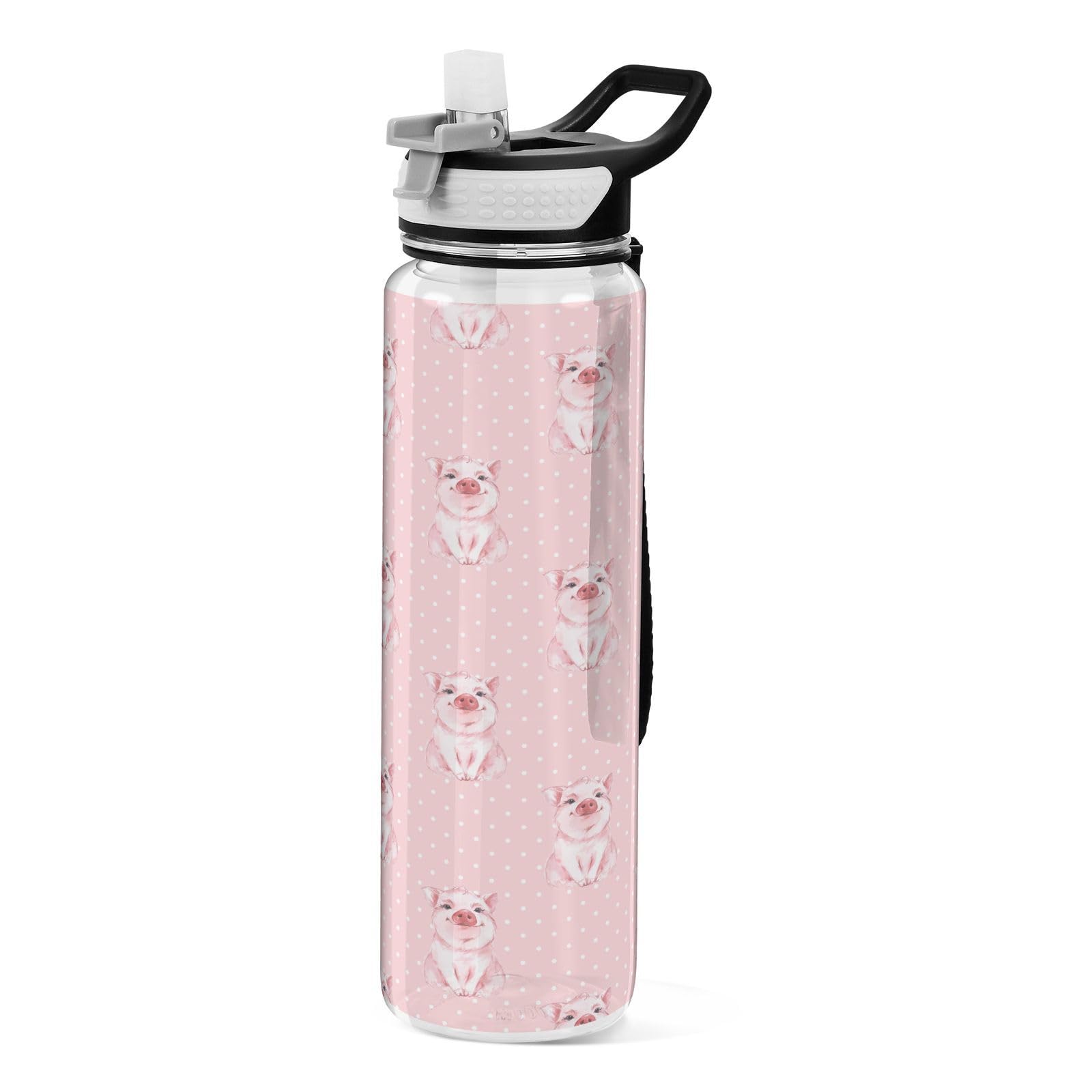Mnsruu Cute Pig Water Bottle 1L with Straw, Leakproof BPA Free Tritan Drink Bottle, Sport Water Bottle for Men Women Kids โ image 1