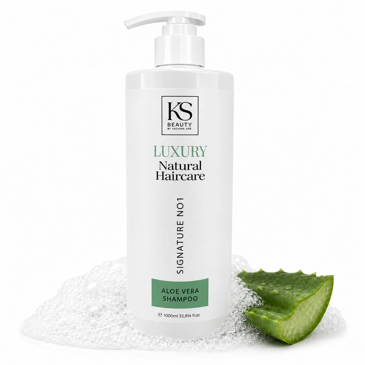 KS Beauty Aloe Vera Shampoo, 1000 ml, Haarshampoo mit Pumpspender | Mildes Reinigungsshampoo für trockene, empfindliche Kopfhaut mit Panthenol – weiches, geschmeidiges Haar täglich