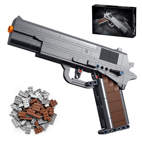 LQPFBSM Gun 1:1 M1911 Building Blocks Set 333 Pcs Military Pistol Series Building Set Home Decor Display Gift for Adults & Teens