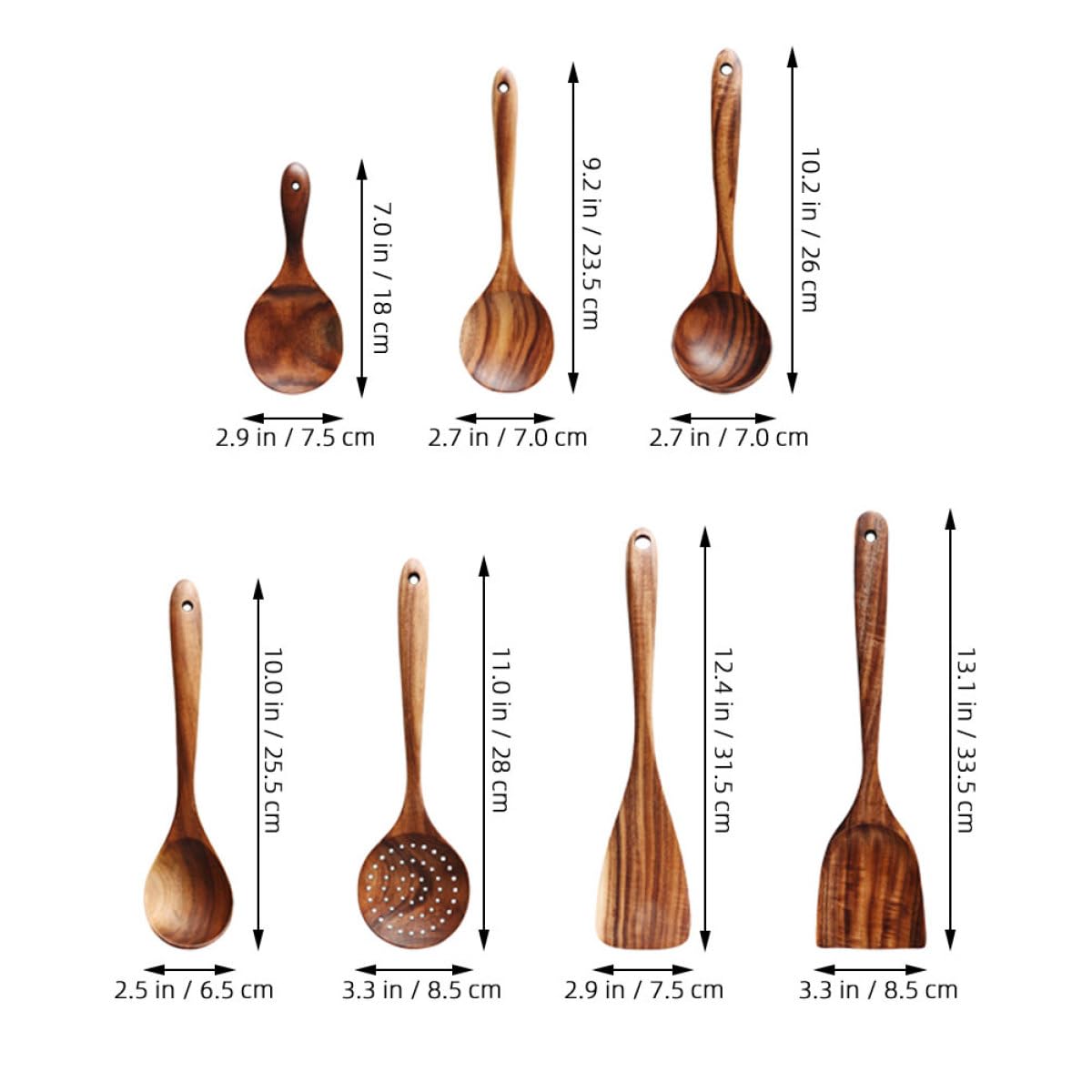 Kichvoe Set Utensili da Cucina in Legno di Acacia con Paletta e Cucchiaio per Mescolare, Design Raffinato e Semplice, per Cucinare in Modo Affidabile