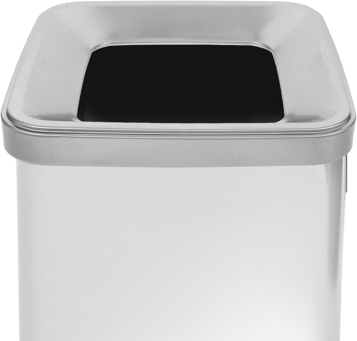 Commercial Waste Disposal Bin Lid, Square Silver Stainless Steel Trash Container Top Cover, Outdoor Indoor Garbage Can Replacement Lid for Home Patio Garage