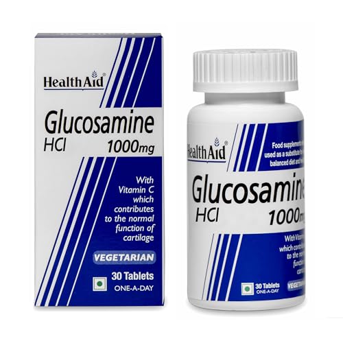 Image of HealthAid Glucosamine HCL 1000mg + Vitamin C, Curcuma & Manganese | Joint Health, Flexibility & Bone Strength | 30 Veg Tablets(Pack of 2)
